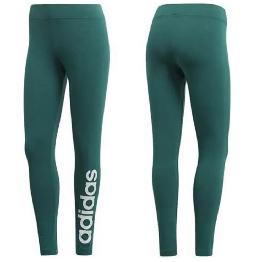 Adidas Essentials Linear Legging Forest Green White Logo FM6691